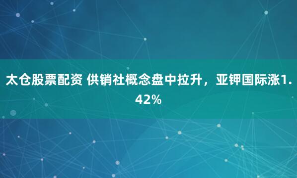 太仓股票配资 供销社概念盘中拉升，亚钾国际涨1.42%