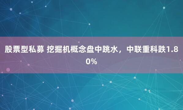 股票型私募 挖掘机概念盘中跳水，中联重科跌1.80%