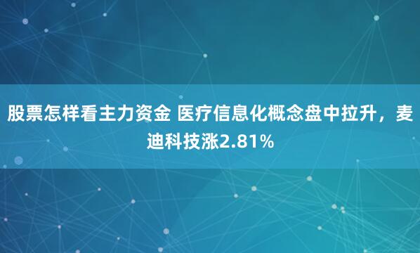 股票怎样看主力资金 医疗信息化概念盘中拉升，麦迪科技涨2.81%
